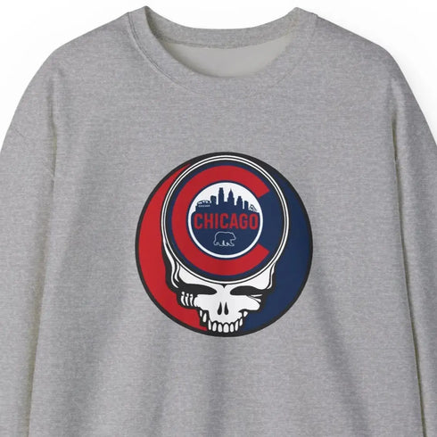 Grateful Dead - Chicago Cubs Stealie Grateful Dead Crewneck Sweatshirt - MLB - StealieShop